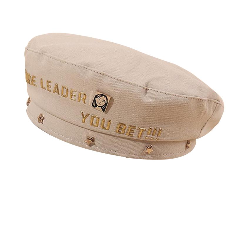 Men's and Women's Beret Golden Letter Pattern Sunscreen Beret Hat