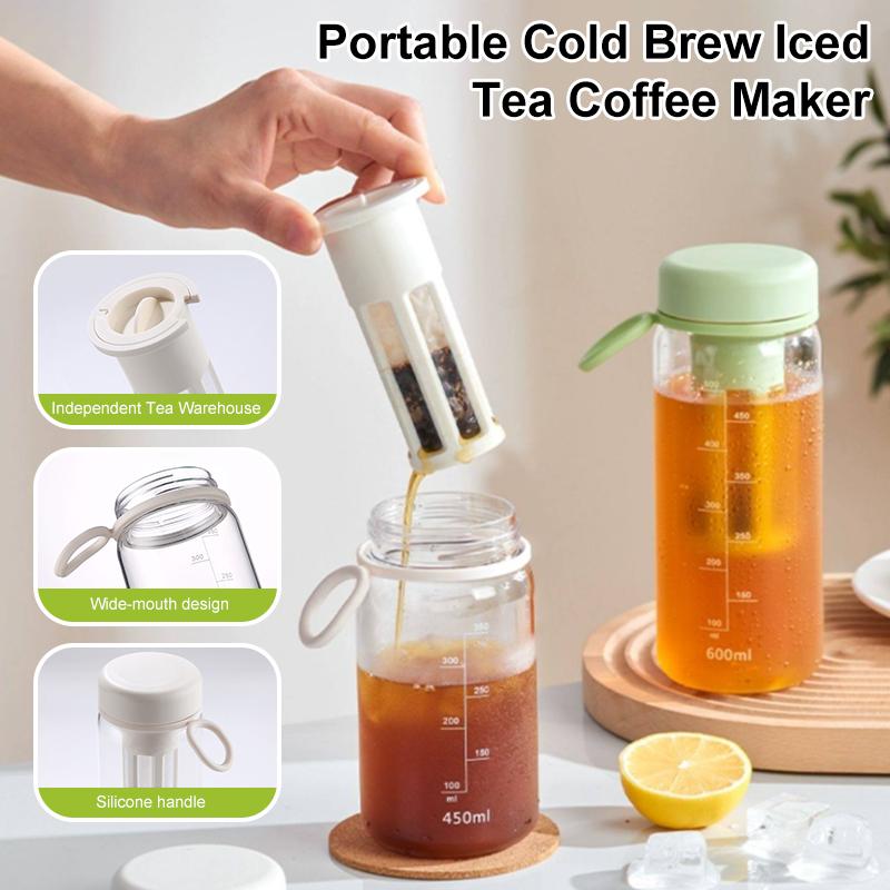 Cold Brew Coffee Pot High-Capacity Espresso Filter Bottle Cold Brewing Pot Portable Iced Brew Coffee Maker Juice Coffe Kettle
