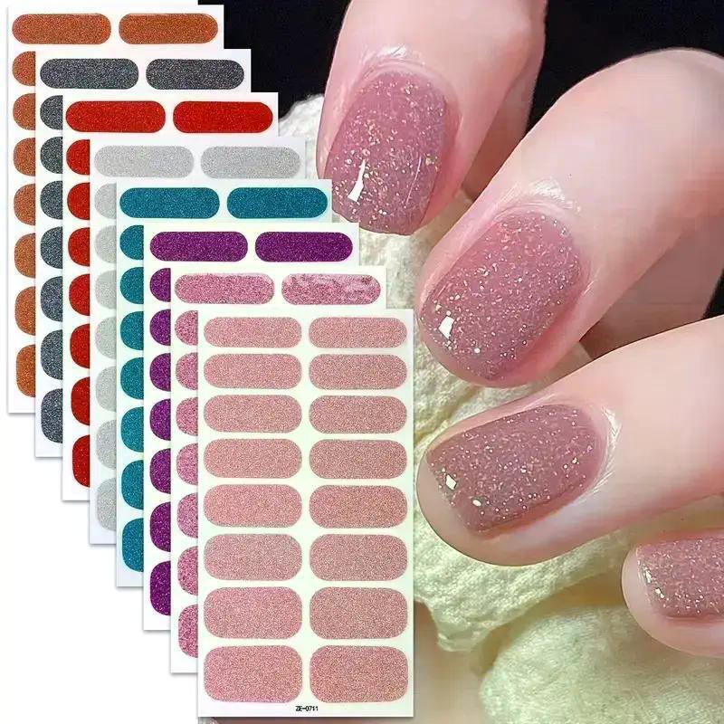 16 Piezas/Hoja Uñas Color Sólido Simple Ultradelgadas Impermeables Pegatinas para Uñas Firmes No Fáciles de Caer Larga Duración Extensión Arte de Uñas