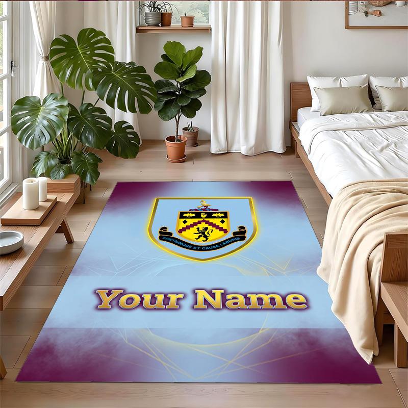 Crystal Velvet Rug Custom Name Text, Soft Non Slip Floor Mat Home DecorBurnley Football