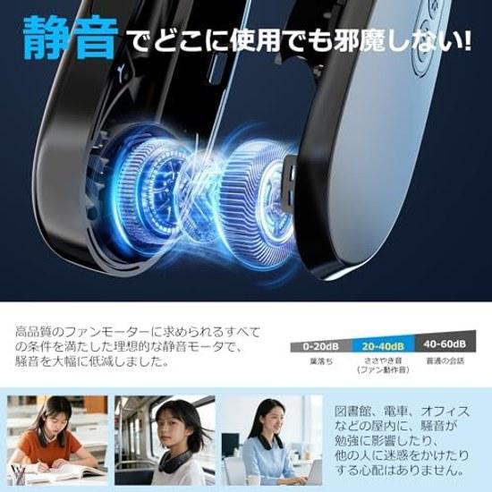 Neck cooler instant cooling 2026 model foldable neck-mounted fan 5200mAh large capacity portable silent lightweight heatstroke prevention (black)