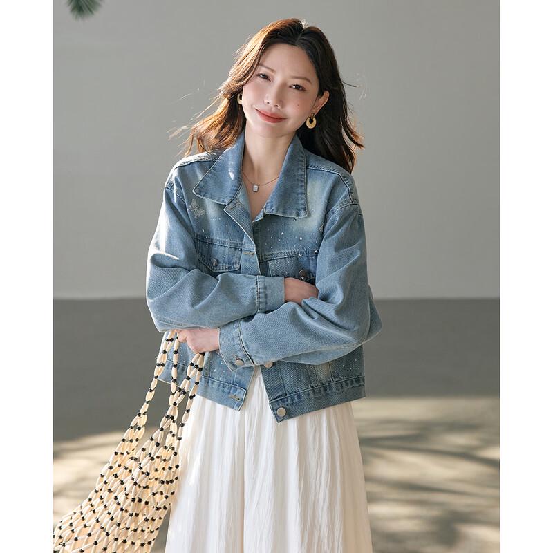 TERRE BLEUE Women's Fashion Denim Jacket