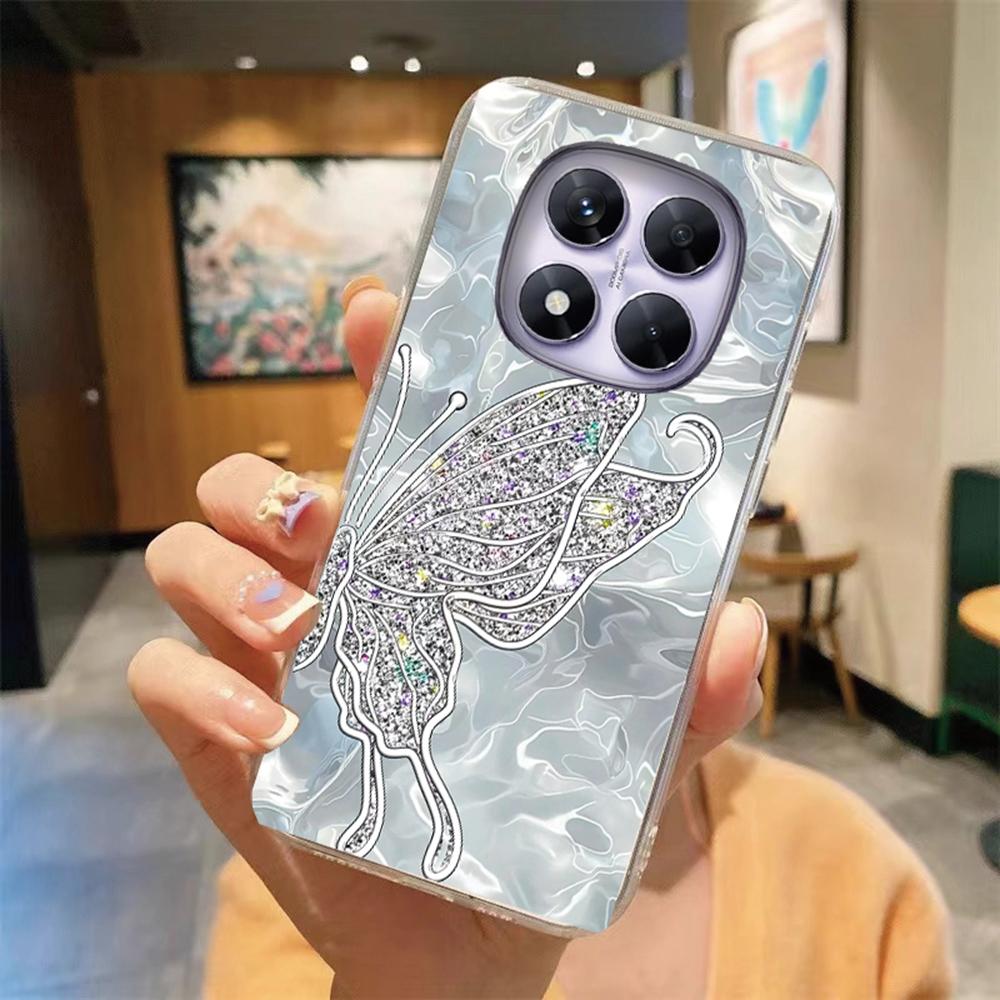 Blauw Luipaardprint Artistiek Marmeren Telefoonhoesje Voor Xiaomi Redmi Note 15 Pro 5G Transparant Helder Voor Redmi 15C 15 4G Zachte Cover