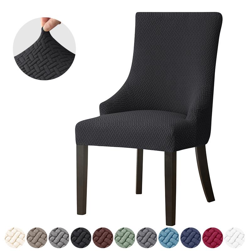 1/2pcs Jacquard Dining Chair Covers Stretch Chair Slipcovers Solid Color High Back Sloping Armchair Cover Hotel Kitchen Wedding