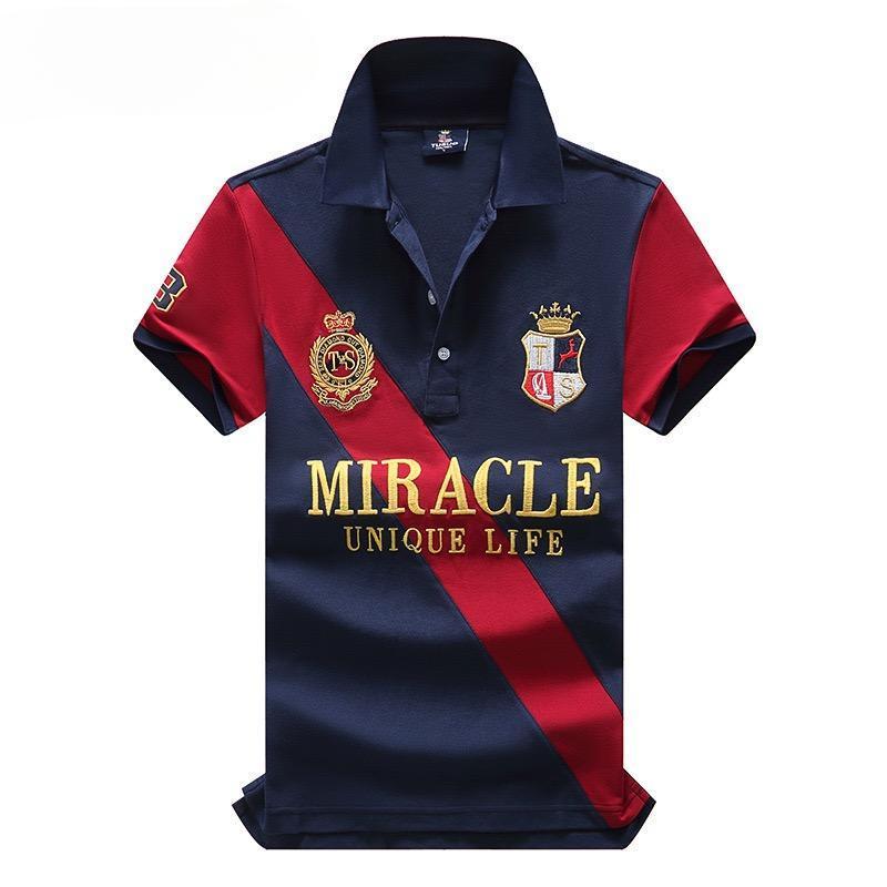 RogueWave Men's Polo Shirt Embroidery Stitching Color Contrast Classic Fashion Original Design Polo Collar Pure Cotton Breathable XS-7XL