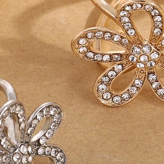 Scarf Ring Buckle And Slides for Women Rhinestone Flower Tshirt Tie Clip Floral Belt Scarf Pin Buckle for Dress Shirts Clothing Accessories