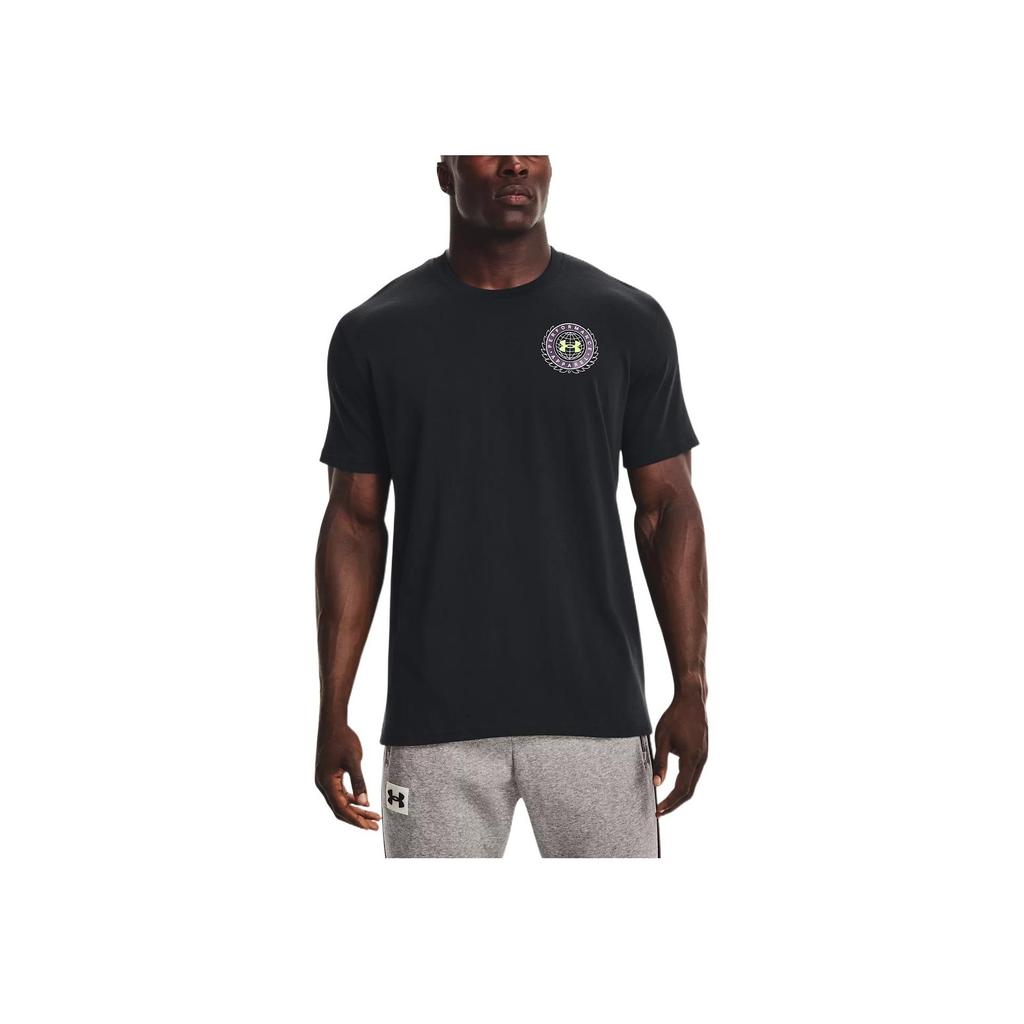Under Armour Logo Print Round Neck Short Sleeve T-Shirt Men Tops Black 1366471-001