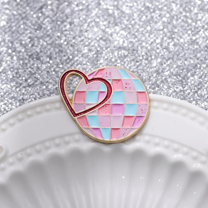 Contemporary Geometric Round Planet Badge Striking Alphabet Disco Light Metal Brooch For All Occasions