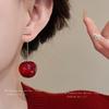Silver Needle Ankola Red Cherry Earrings Stylish Simple Retro Stud Earrings Exquisite Premium Versatile Earrings Women