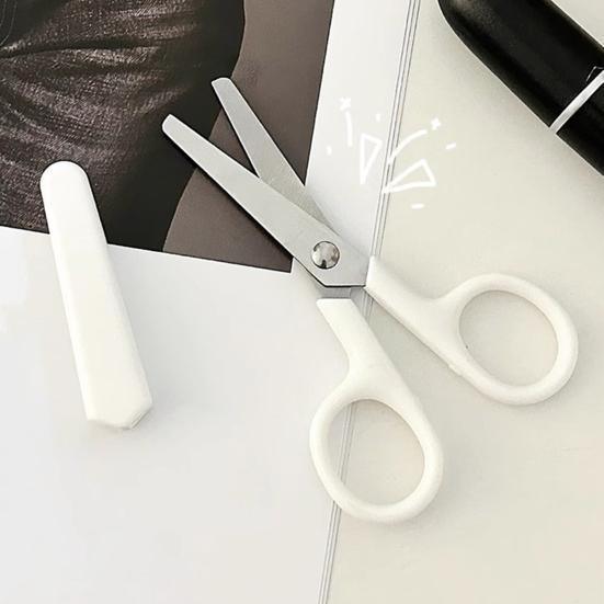 Kids Scissors with Cover, Safety Protection Design Sharp Scissors, Comfortable Grip Safety Scissors for School Office Home Craft Tools