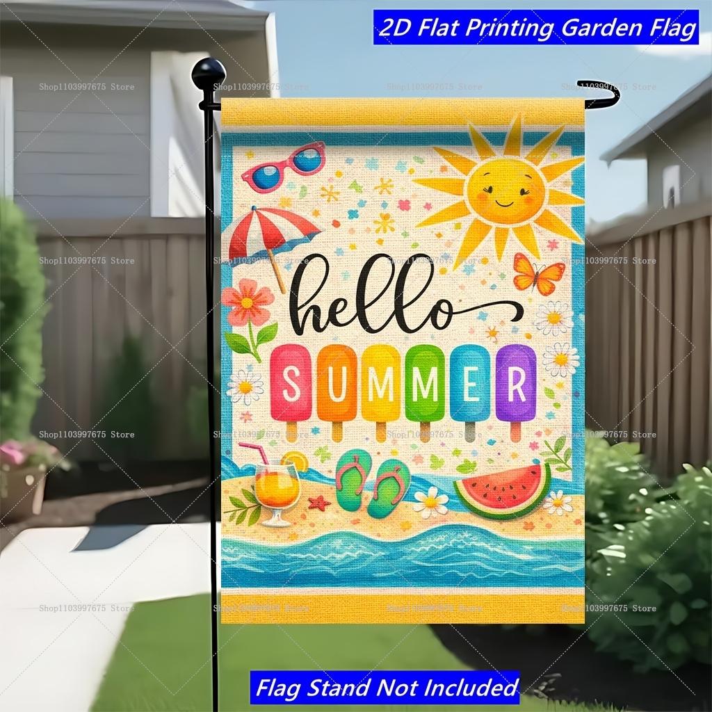 2D Single Side Garden ag Hello Summer Party Decorations ag Outdoor Home Farmhouse Yard ag Summer Party Decorations ag