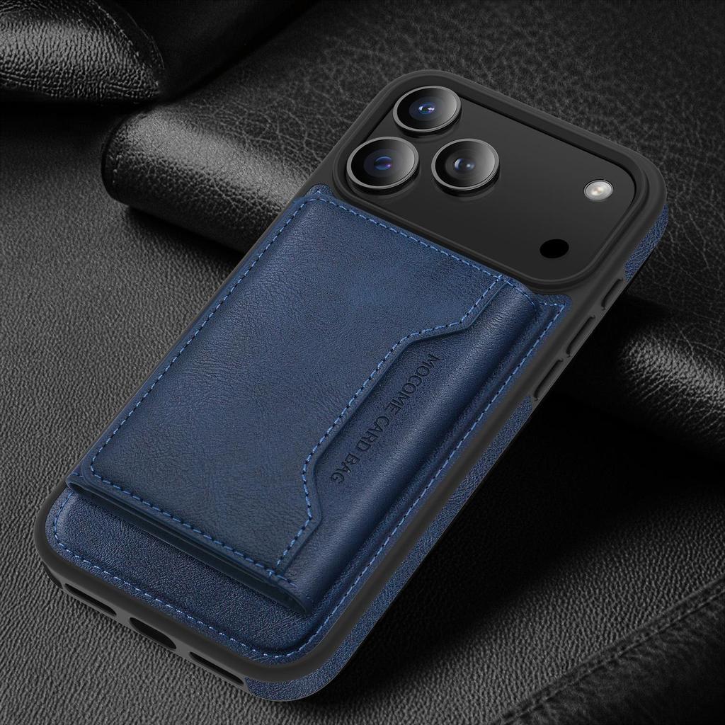 Apple 17 Pro Max Magnetischer Kartenhalter Ständer Lederhülle - Sturzsicheres Schutz-iPhone 16 Cover mit Kartenschlitz
