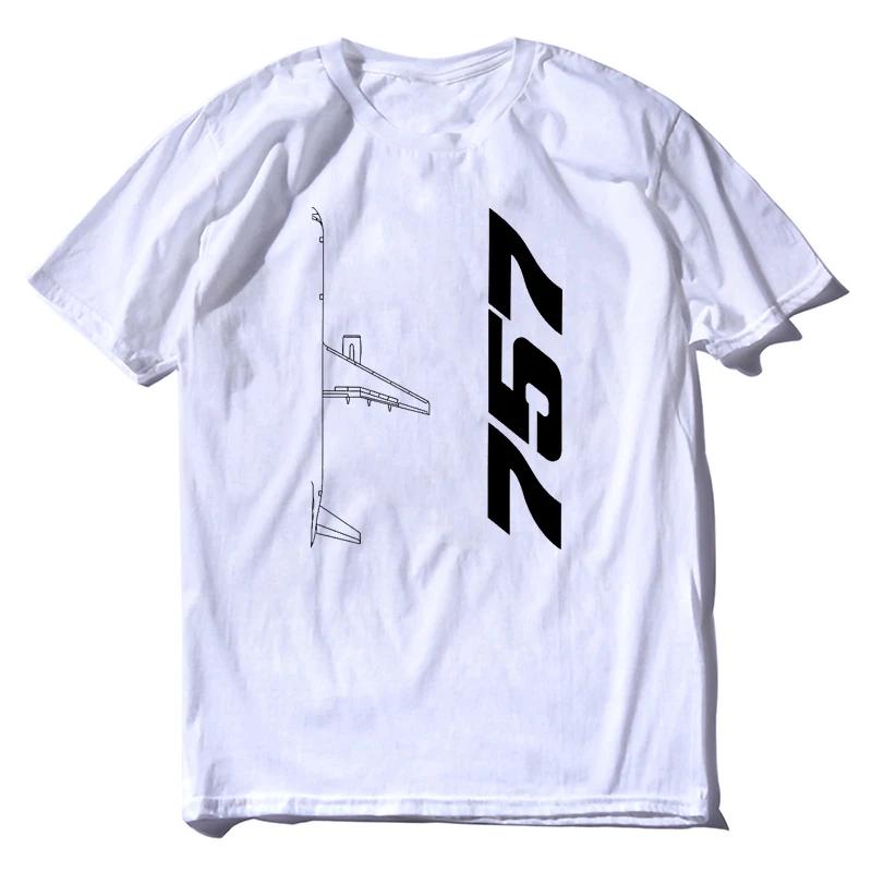 Tees Short Sleeve Clothes Gift Idea Boeing 757 Silhouette Top Men's Cotton Funny Crew Neck Airplane Lover
