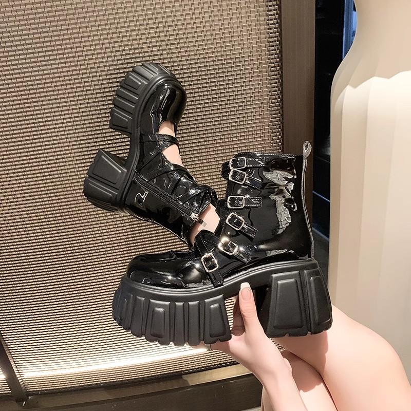 Fashion Brand New Design Goth Summer Sandals Women Platform Chunky High Heels Female Shoes Punk Thin Band 2025 Fashion Shoes For Woman