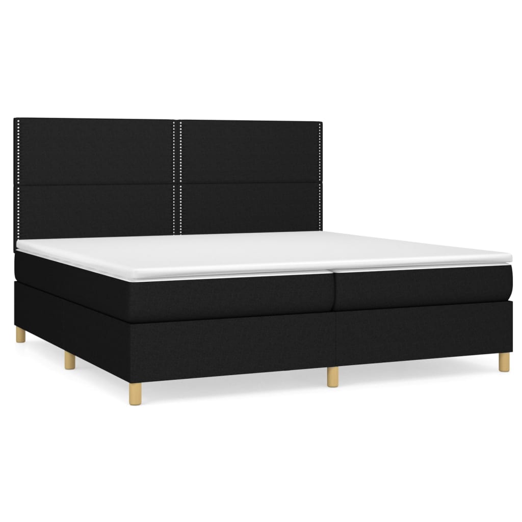 Box Spring Bed with Mattress Black 200x200 cm Fabric