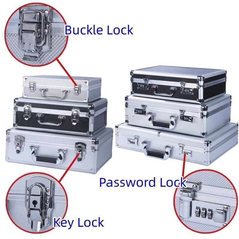 Handheld Tool Box with Lock Portable Aluminum Carry Case Password Safety Equipment Instrument Storage Travel