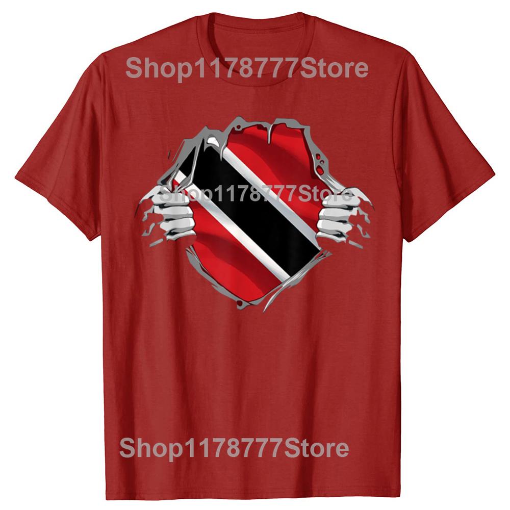 Funny Trinidad Flag Trinidadian T Shirts Cotton Streetwear Birthday Gifts Mens Clothing Fashion Casual Loose Oversized T Shirt S