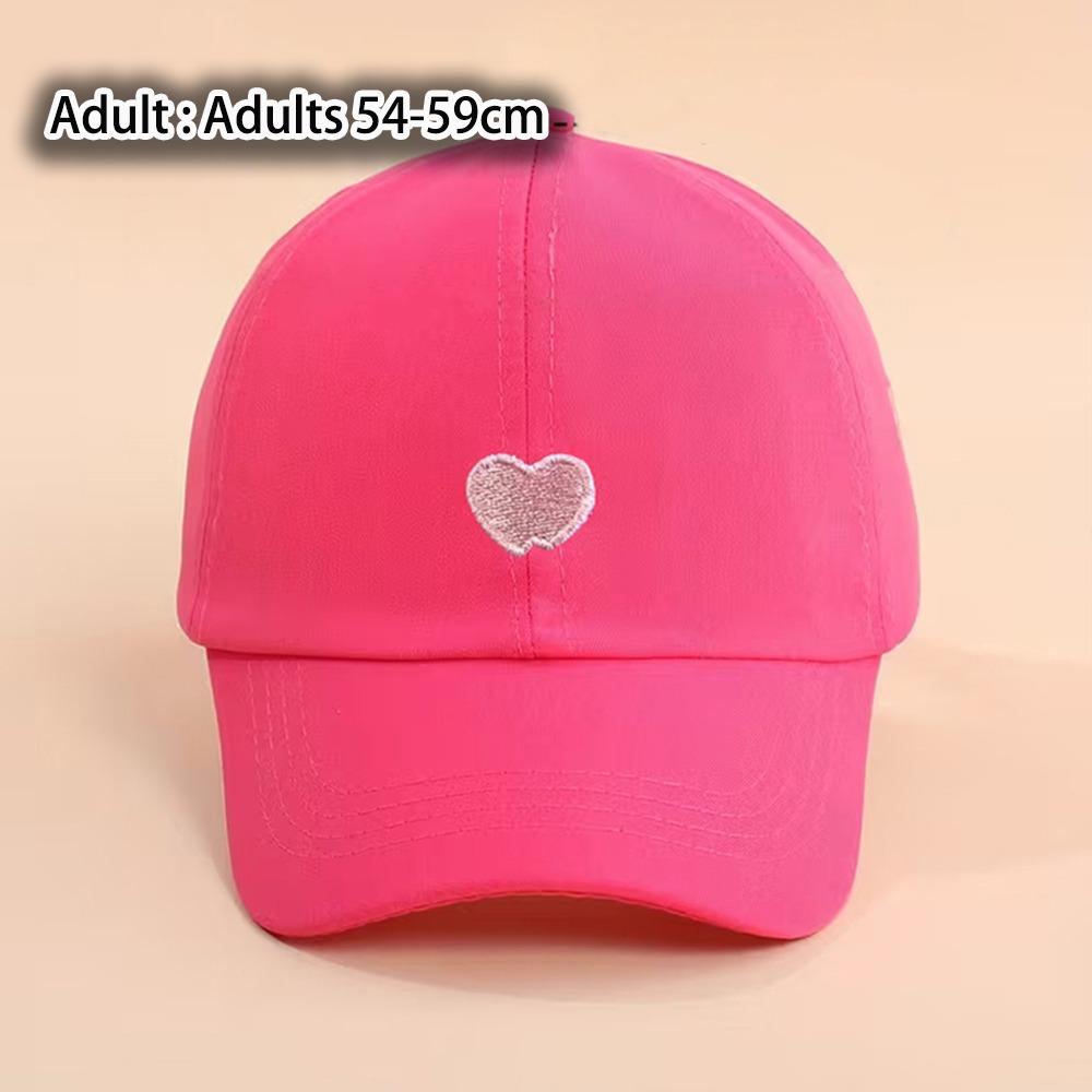 Heart-Embroidered Baseball Cap For Girls Breathable Cute Children'S Baseball Hat Uv Protection Sun Protection Tool