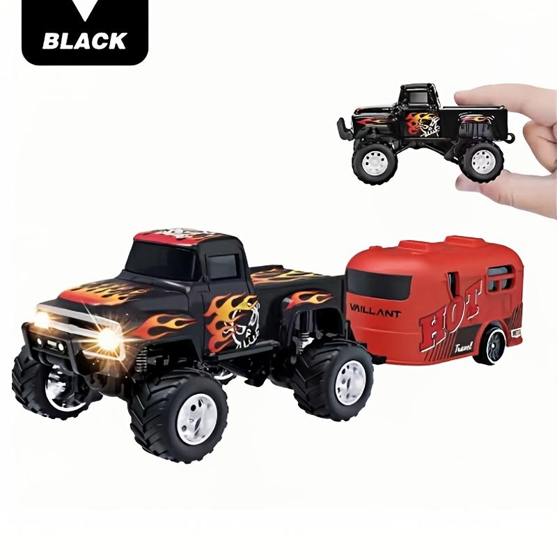 1:Масштаб 1:64 Мини Радиоуправляемый Внедорожник Монстр-Трак из Сплава Игрушка 2,4 ГГц Беспроводной Высокоскоростной Внедорожный Гусеничный Трактор Светодиодное Освещение Для Детей Мальчиков Подарки чёрный