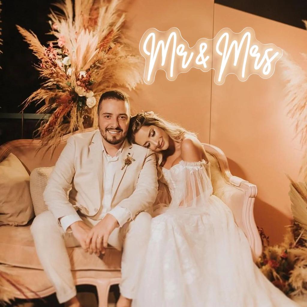 Mr Mrs Neon Sign LED Light with Dimmable Switch Wedding Better Together Neon Sign for Room Engagement Party Anniversary Wall Art
