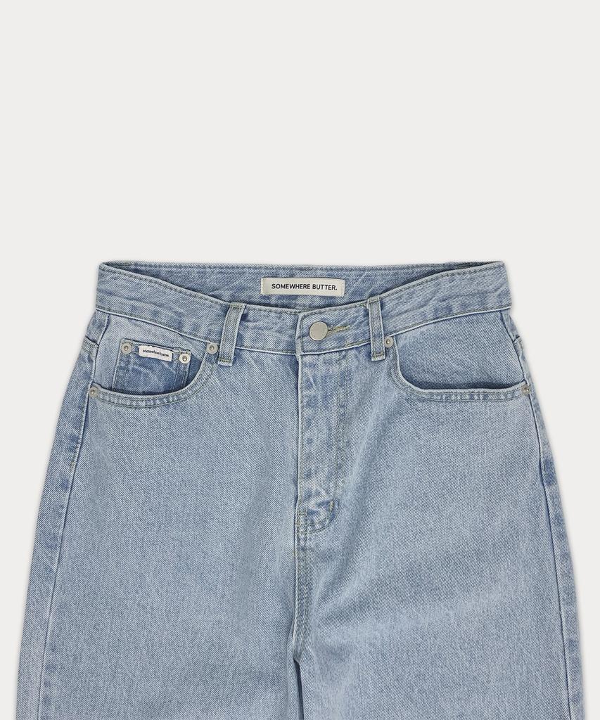 Sseomweeobeoteo Ice Wide Denim Pants - Light Blue