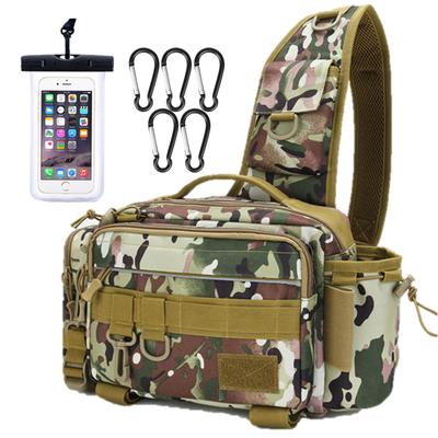 [nda-style] Angeltasche, Umhängetasche, Multifunktional, Großes Fassungsvermögen, Tackle-Tasche, Run & Gun (Tarnen)