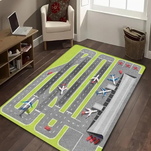 Runway Pattern Floor Mat Soft and Durable Soft Flannel Floor Mat Kitchen Floor Living Room Carpet Bedroom Carpets Decoration