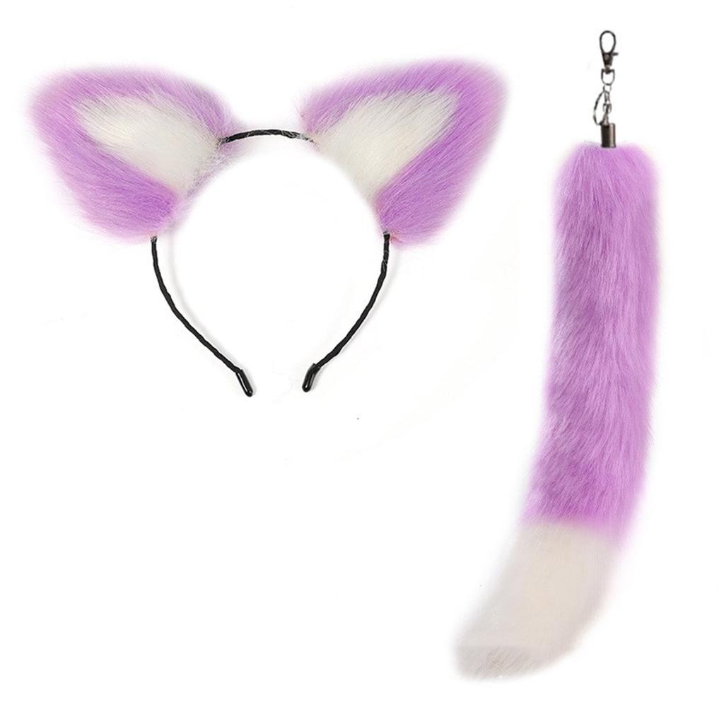 Stylish Fox Tail Pendant Keychain Adornment Dainty Cat Ear Hairband Portable Car Charm for Bag Backpack Decoration