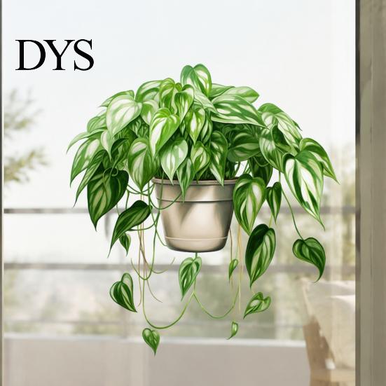Versatile Plant Wall Decorations Watercolor Potted Stickers, PVC Waterproof Hanging Pothos/Daisy Decals, Removable Easy Peel And Stick Home