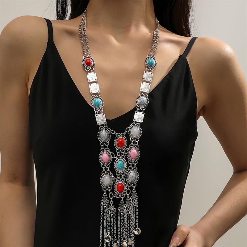 Retro Ethnic Style Long Tassel Sweater Chain Exaggerated Women's Bohemian Chain