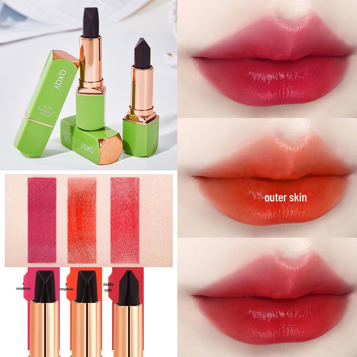 

QXQY Увлажняющая помада, меняющая цвет: Трехцветный, стойкий, желеобразный финиш для студенческих вечеринок и макияжа в стиле нюд