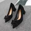 Fashion Chunky Heels With Bow Ladies Pumps Pointed Toe Non Slip Shoe Luxury Brand Casual Footwear Y2k Vacation Fashion On Women's Shoes