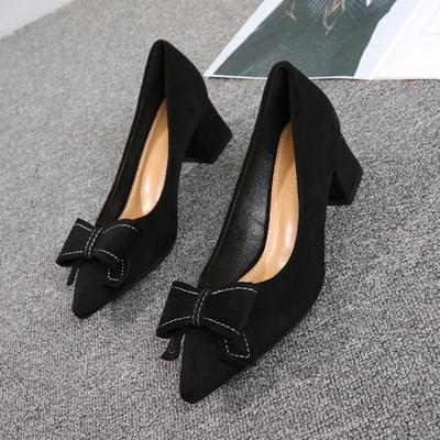 Modne Buty na Grubym Obcasie z Kokardą Damskie Czółenka Szpiczasty Nosek Antypoślizgowe Buty Luksusowa Marka Codzienne Obuwie Y2k Moda Wakacyjna Na Damskich Butach