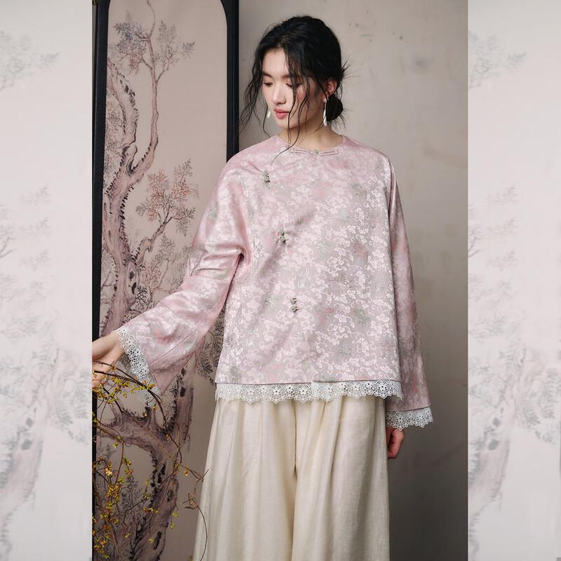 

JK&JS Floral Jacquard Frog Button Short Jacket S