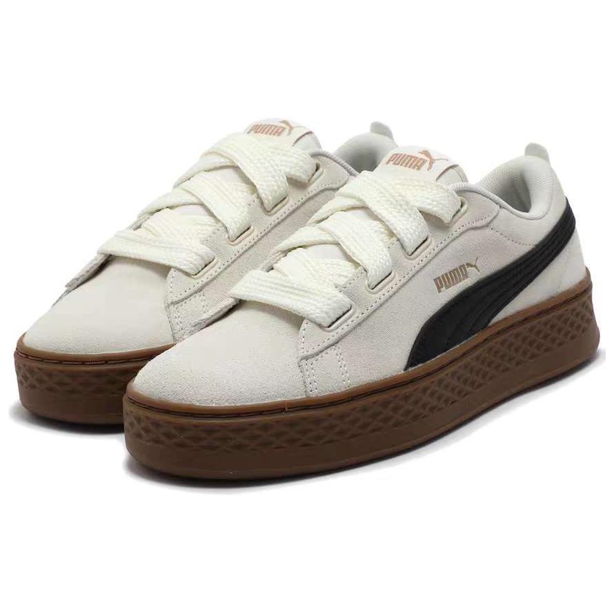 Puma Smash Platform Widelace Fashion Low-Top Sneakers Women sneakers Beige Black 404158-03