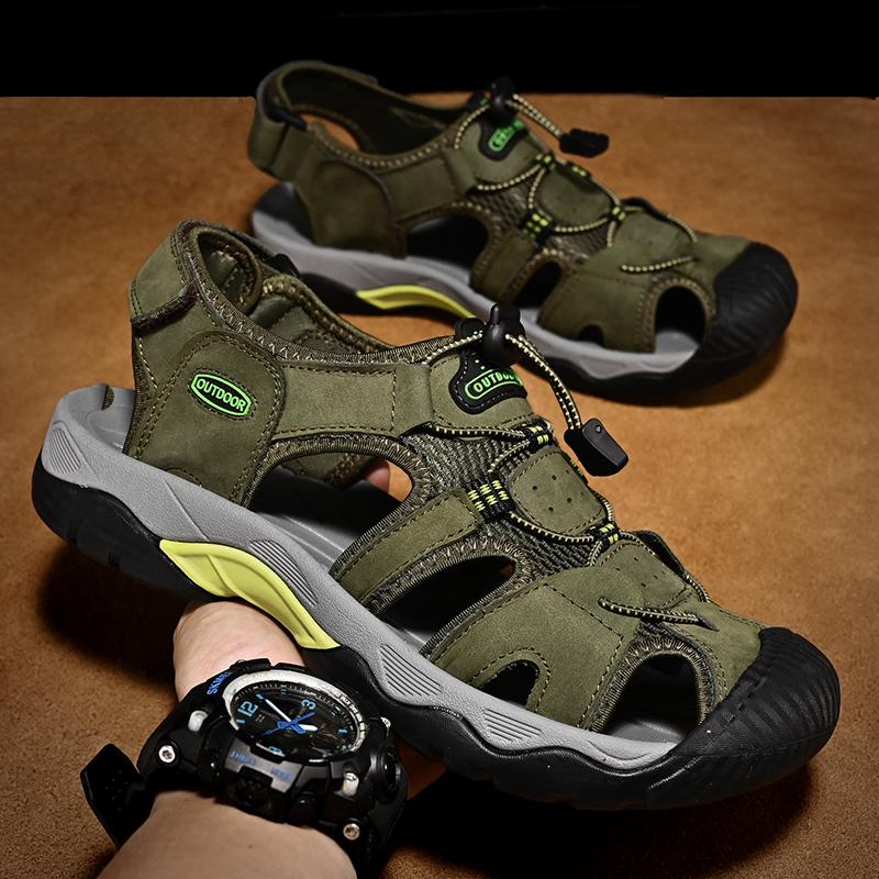 Fashion Brown Summer Men Sandals Mens Casual Shoes Breathable Outdoor Sandals for Men Beach Shoes Slippers Fashion Roman Shoes Big 48