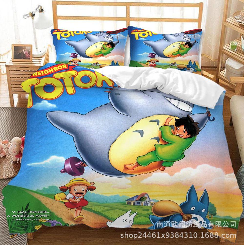 Luxuriöse Mein Nachbar Totoro Bettbezüge Kinder Cartoon Bettwäsche Set Bettdeckenbezug Einzelbett Doppelbett Schlafzimmer Bett Dekor für Teenager Beste Geschenke