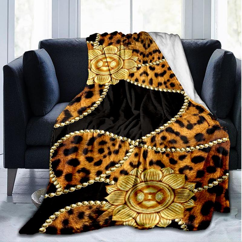 Leopard Glamour Blanket Personalized Name Flannel Blanket Soft Cozy Plush Throw for Sofa Bed Lightweight Home Décor