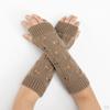 Women Winter Fingerless Long Knit Wrist Arm Warmer with Finger Holes