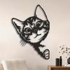 Metal Cat Wall Art Black White Design Indoor Outdoor Home Office Garden Decor Christmas Thanksgiving Gift Pet Lovers