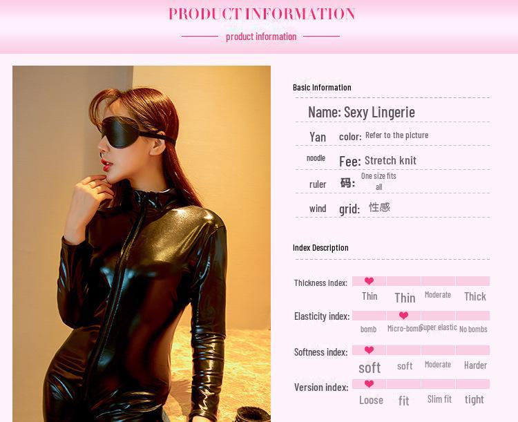 Lakovaná korzetová róba královny: Noční prádlo do nočního klubu s otevřeným rozkrokem 8062