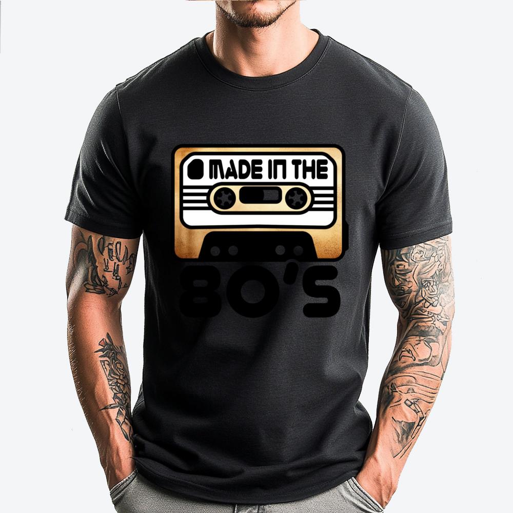 

Retro Made In The 80s Cassette Hiphop Streetwear Student Natural Brand Clothing Graphic - Men s Summer Cotton Graphic Tee 5XL різнокольоровий