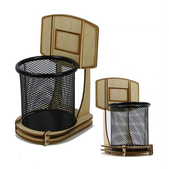 Creative Basketball Stand Pencil Holder Basketball Board Pen Organizer Metal Mesh Pencil Cup Kids Desk Office Home School Supplies