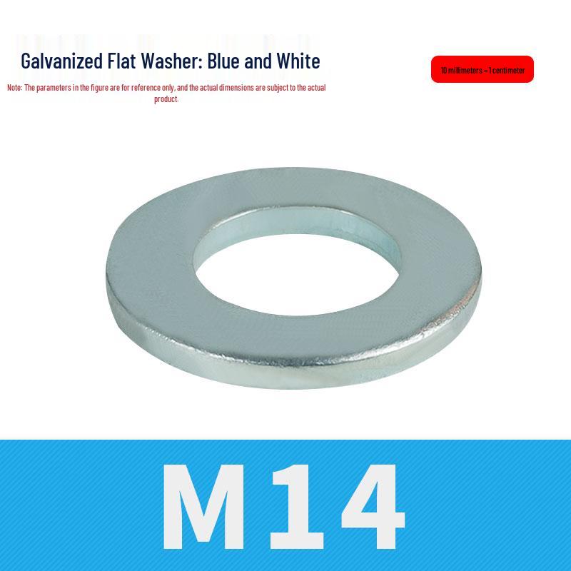 8.8 Grade Blue-White Zinc Galvanized Thickened Flat Metal Washer, M3-M48.
