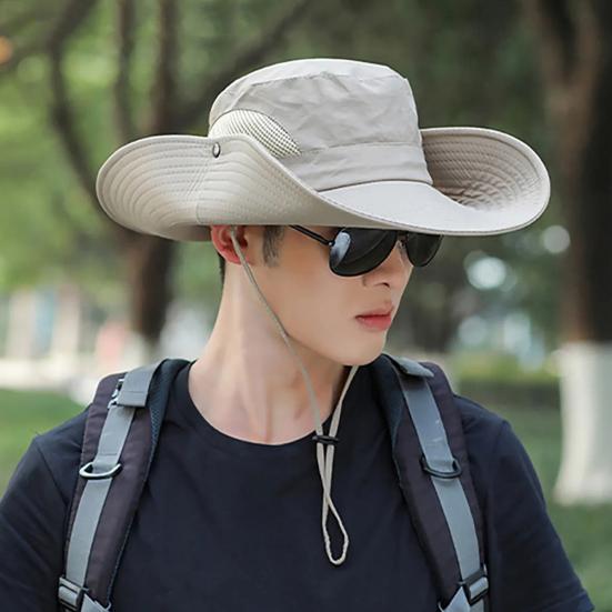 Adjustable Wide Brim Fisherman Hat Polyester Fiber 56 cm 1 Pc