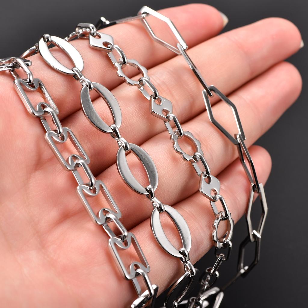 Creative Geometric Stainless Steel Link Neck Chain Necklace for Women Men Copper Color Collar Choker Metal Jewelry Accessories