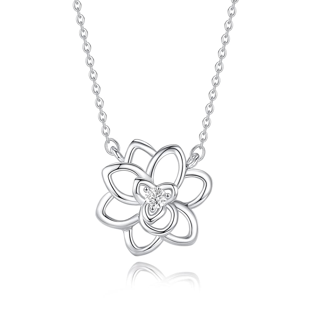 

Diamond Necklace for Lotus Flower White Gift Wrapping Included [FANCIME] Women, Lab-Grown Diamond, Motif, Pt950, Mother s Day, Christmas, Day,