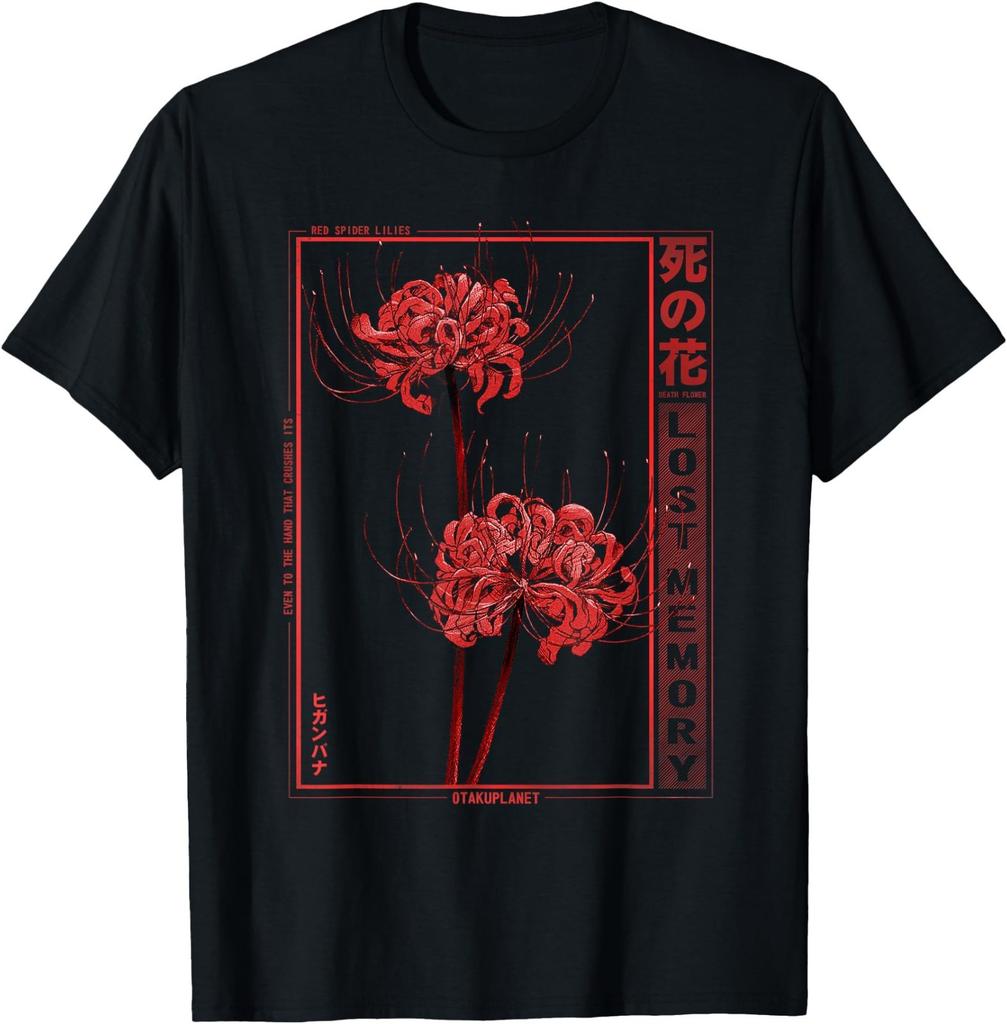 T-shirt con Fiore di Gigli Ragno Giapponesi Estetica Anime Soft Grunge