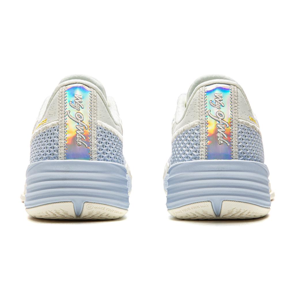 Li Ning Cushioning Slip Resistant Abrasion Resistant Breathable Rebound Grip Low top Basketball Shoes Men's White Blue ABPV013-3