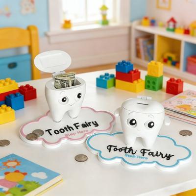 3D Printed Lost Teeth Holder Cute White Tooth Shaped Tooth Storage Box for Kids' First Lost Teeth Dropped Tooth Keepsake Box for Boys Girls